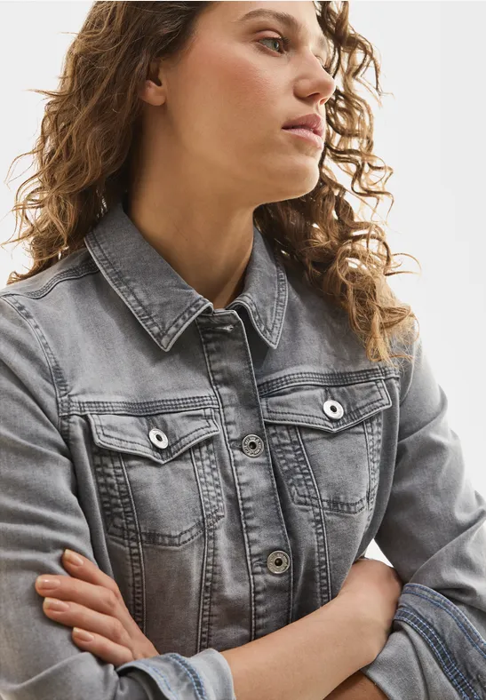 Jeansjacke mit Hemdkragen