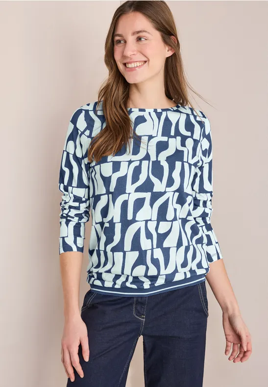 Bedrucktes Rippstrukturshirt