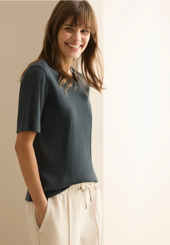 Basic Rippstruktur T-Shirt