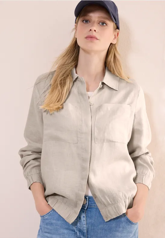 Leinenblouson mit Hemdkragen