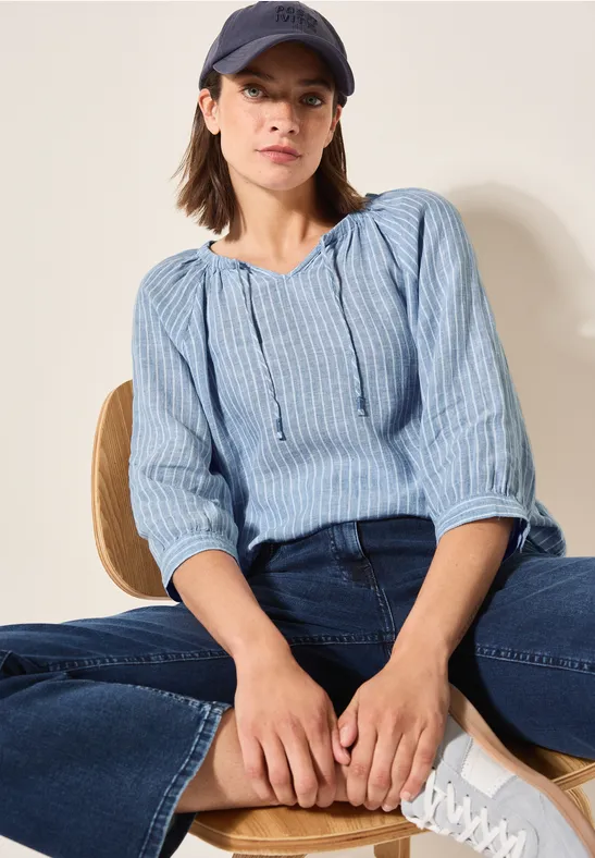 Gestreifte Leinen-Bluse