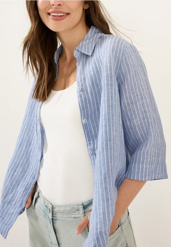 Gestreifte Leinen-Hemdbluse