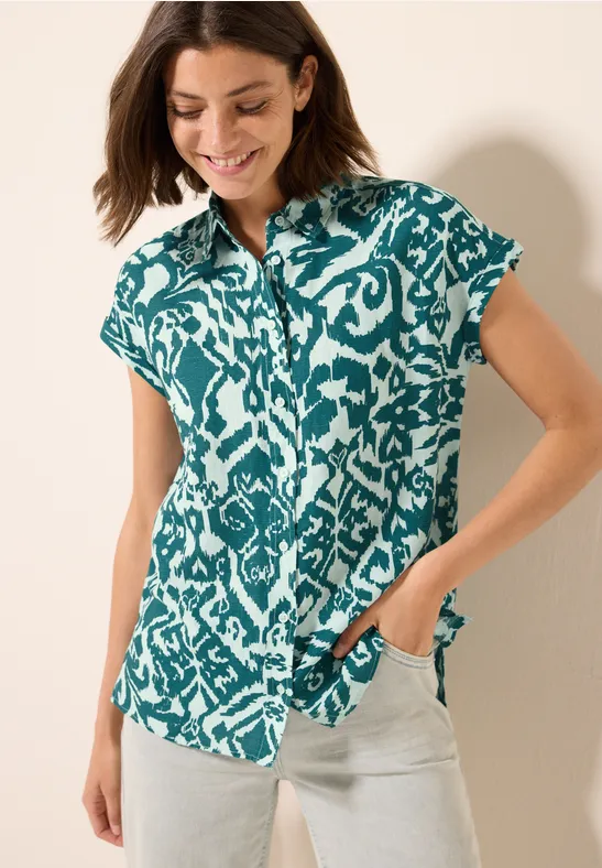 Gemusterte Leinen-Bluse