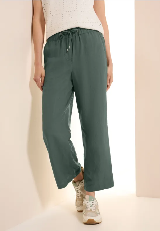 Wide Leg Hose aus Leinenmix