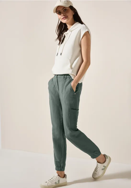 Leinenmix-Hose im Cargo-Look