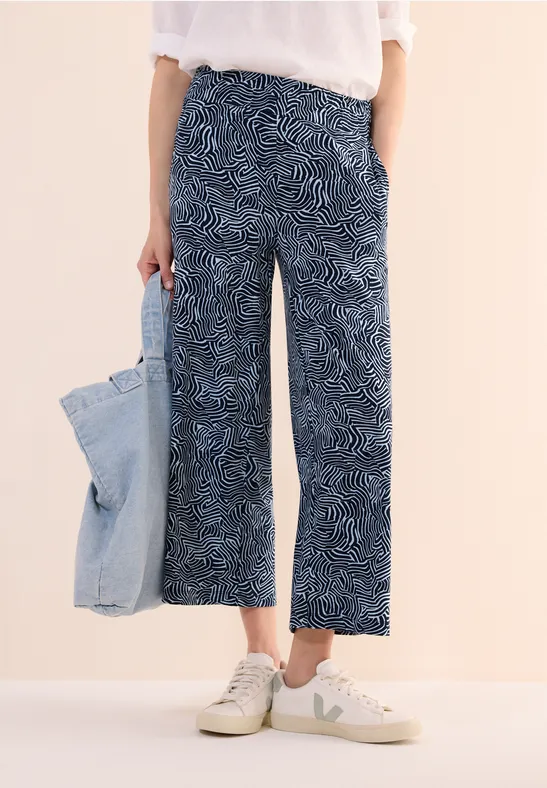 Gemusterte Wide Leg Hose